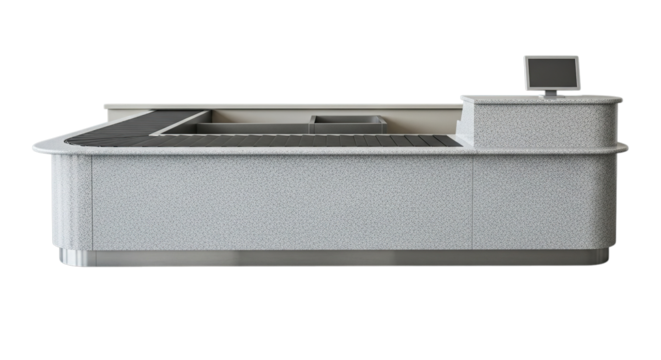 Checkout counter isolated on transparent background, a point of sale station in a retail environment