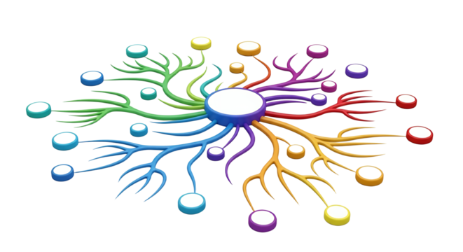 Colorful Branching Network Mind Map Transparent Concept