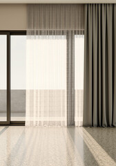 Large luxury modern bright interiors Living room mockup illustration 3D rendering image