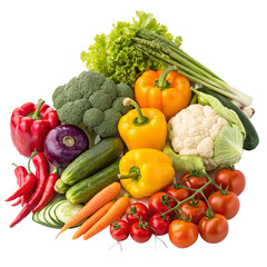 Assortment of fresh vegetables isolated on transparent background