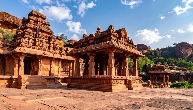 Ancient temple complex with sandstone structures