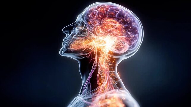 Futuristic human brain anatomy side view