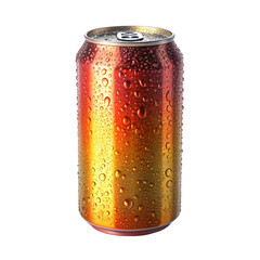 Refreshing beverage can with condensation isolated on transparent background