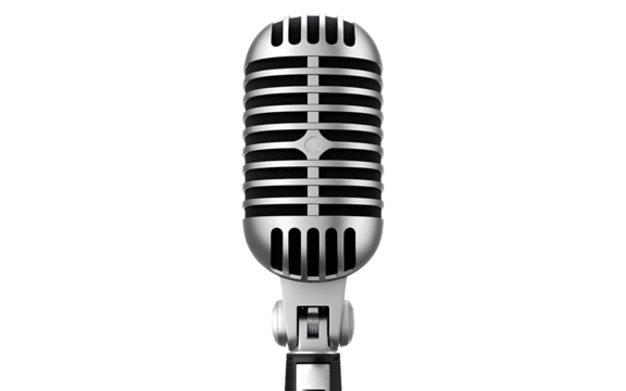 Classic microphone isolated on transparent background, a symbol of vintage broadcasting and musical performance, capturing the essence of retro audio technology and timeless design