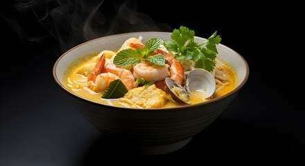 "Japanese gyoza dumplings on a ceramic plate, crispy edges, light steam escaping, minimalist styling, side view, white background."