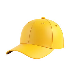 3d yellow baseball cap isolated on transparent background