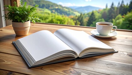 Book, Coffee, and Nature A Cozy Scene for Reading and Relaxation