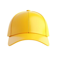 3d yellow baseball cap isolated on transparent background
