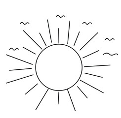 Cute cartoon hand drawn vector sun outline.