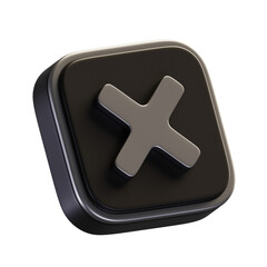 Obraz premium PNG 3D Black Cross Mark Icon with X Wrong Cancel Symbol