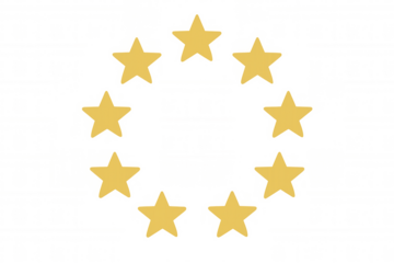 European union stars symbol arrangement on transparent background representing unity and cooperation