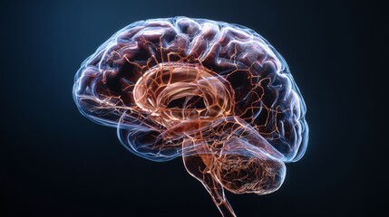 A detailed illustration of the human brain. Skull. Human brain. brain