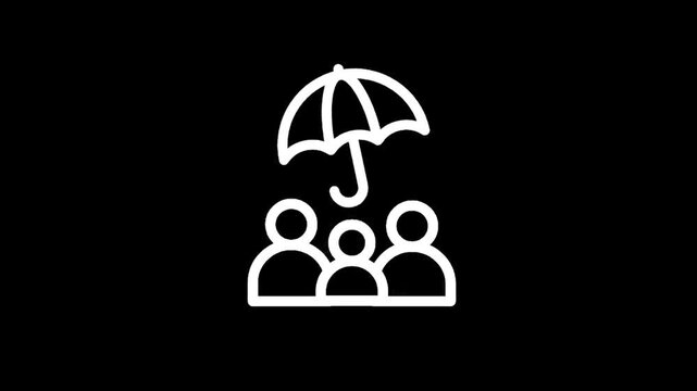 Family under umbrella icon