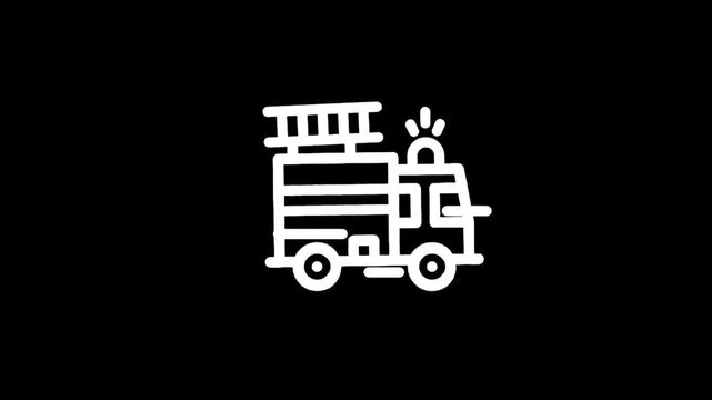 Fire truck icon on black background