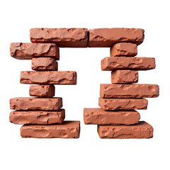 Broken brick wall isolated on transparent background