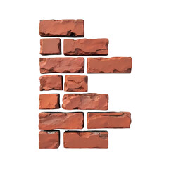 Broken brick wall isolated on transparent background