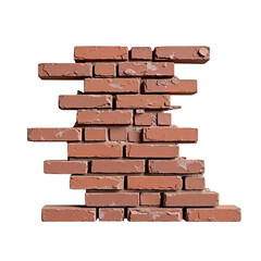 Broken brick wall isolated on transparent background