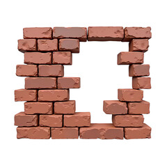 Broken brick wall isolated on transparent background