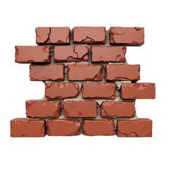 Obraz premium Broken brick wall isolated on transparent background