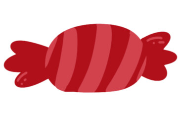 Wrapped red candy, Halloween sweet cartoon clipart.