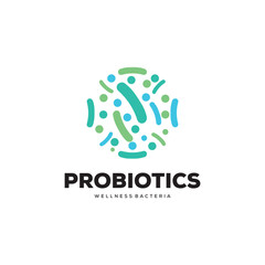 Logo design template vector probiotic bacteria. Healthy nutrition ingredient for therapeutic
