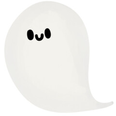 Cute little white ghost, kawaii Halloween clipart.