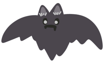 Cute flying bat, spooky Halloween cartoon clipart.