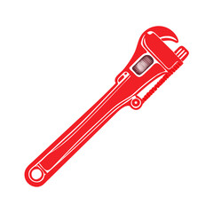 Red Adjustable Wrench Vector Icon. Work Tool for Repair and Plumbing