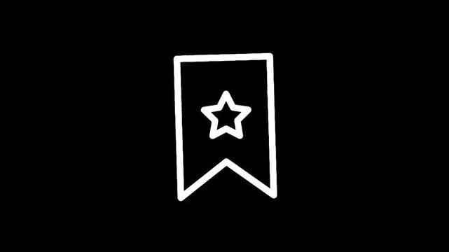 White bookmark icon with a star on a black background