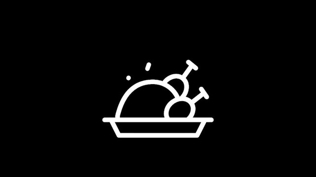 Roasted chicken icon on a black background