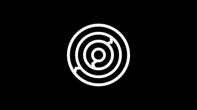 Abstract white maze design on a black background
