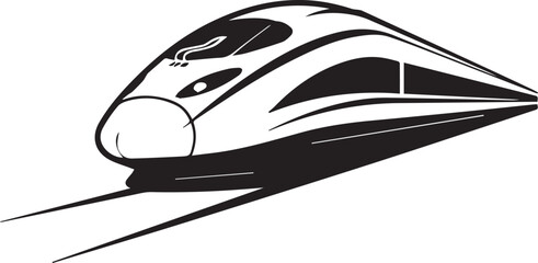 High-speed bullet train silhouette speeding on track vector illustration © Vector Visionary