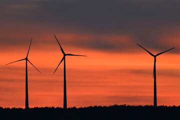 wind turbine at sunset