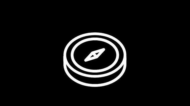 Minimalist compass icon on a black background, perfect for navigation and direction.