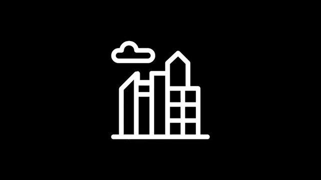 Cityscape Icon on Black Background