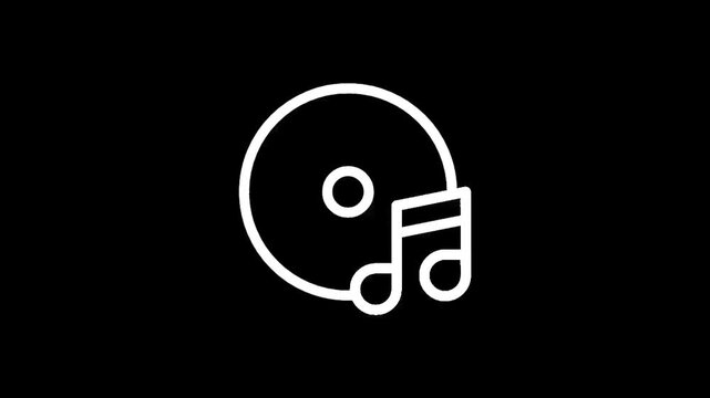 Music CD and note icon on a black background