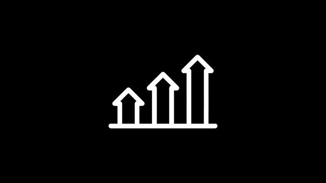 Growth chart icon on black background