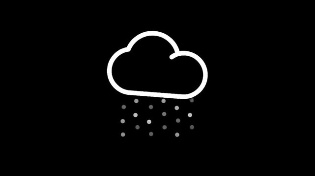 Rainy cloud icon on a black background