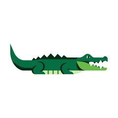 Obraz premium Stylized Green Crocodile with Sharp Teeth and Spiked Back.