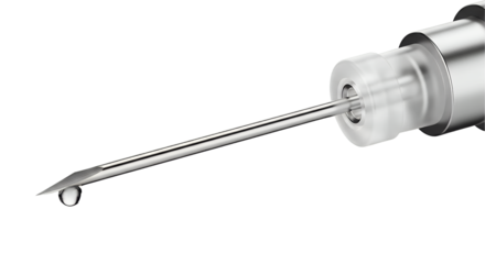 Medical Syringe Needle with Transparent Liquid Drop