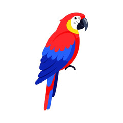 Fototapeta premium Vibrant macaw parrot perched gracefully showcasing colorful plumage and captivating presence.