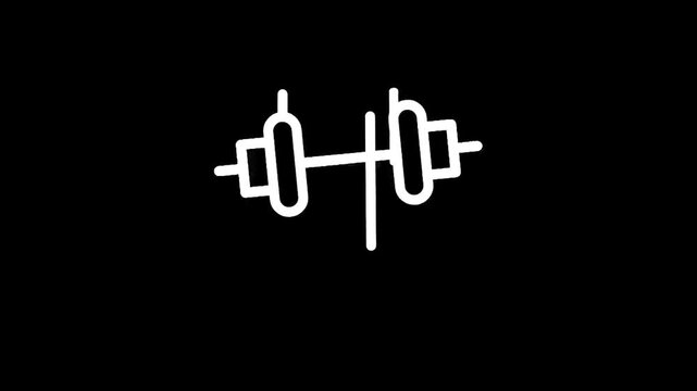 Barbell icon on a black background
