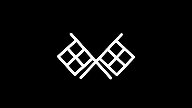 Two white checkered flags on a black background