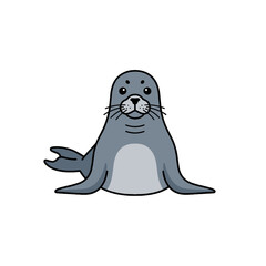 Fototapeta premium Cute Cartoon Seal Illustration.