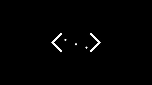 Coding brackets and dots on a black background