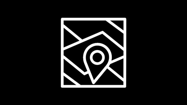 Map with location pin icon on a black background