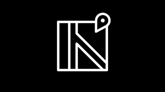 Map icon with location pin on black background