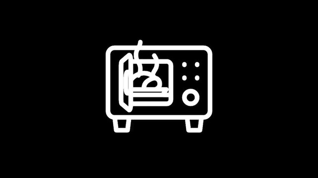 Microwave oven icon with food inside
