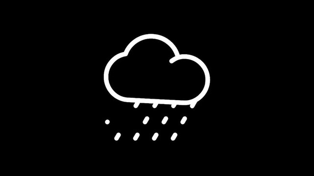 Rainy cloud icon on a black background
