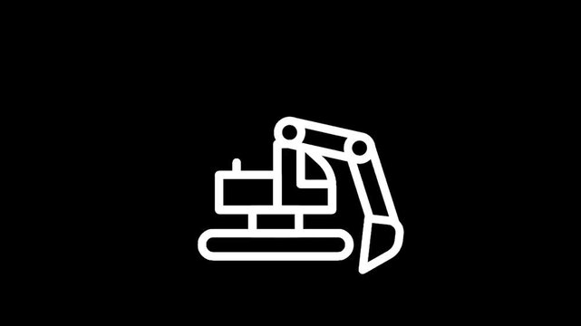Excavator icon on black background